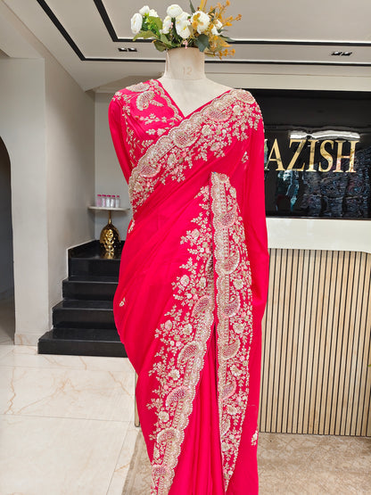 Rani Pink Organza Saree