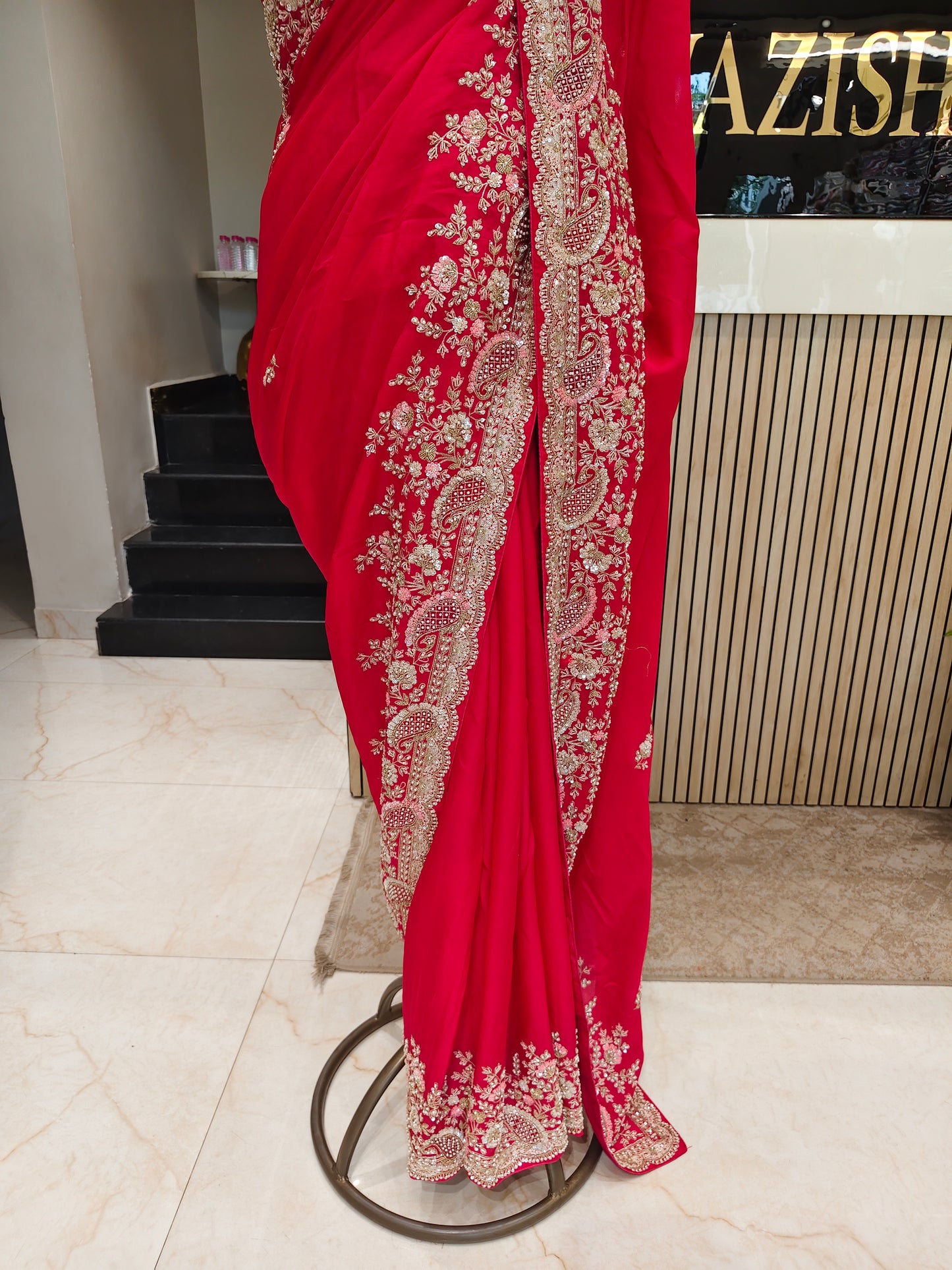 Rani Pink Organza Saree
