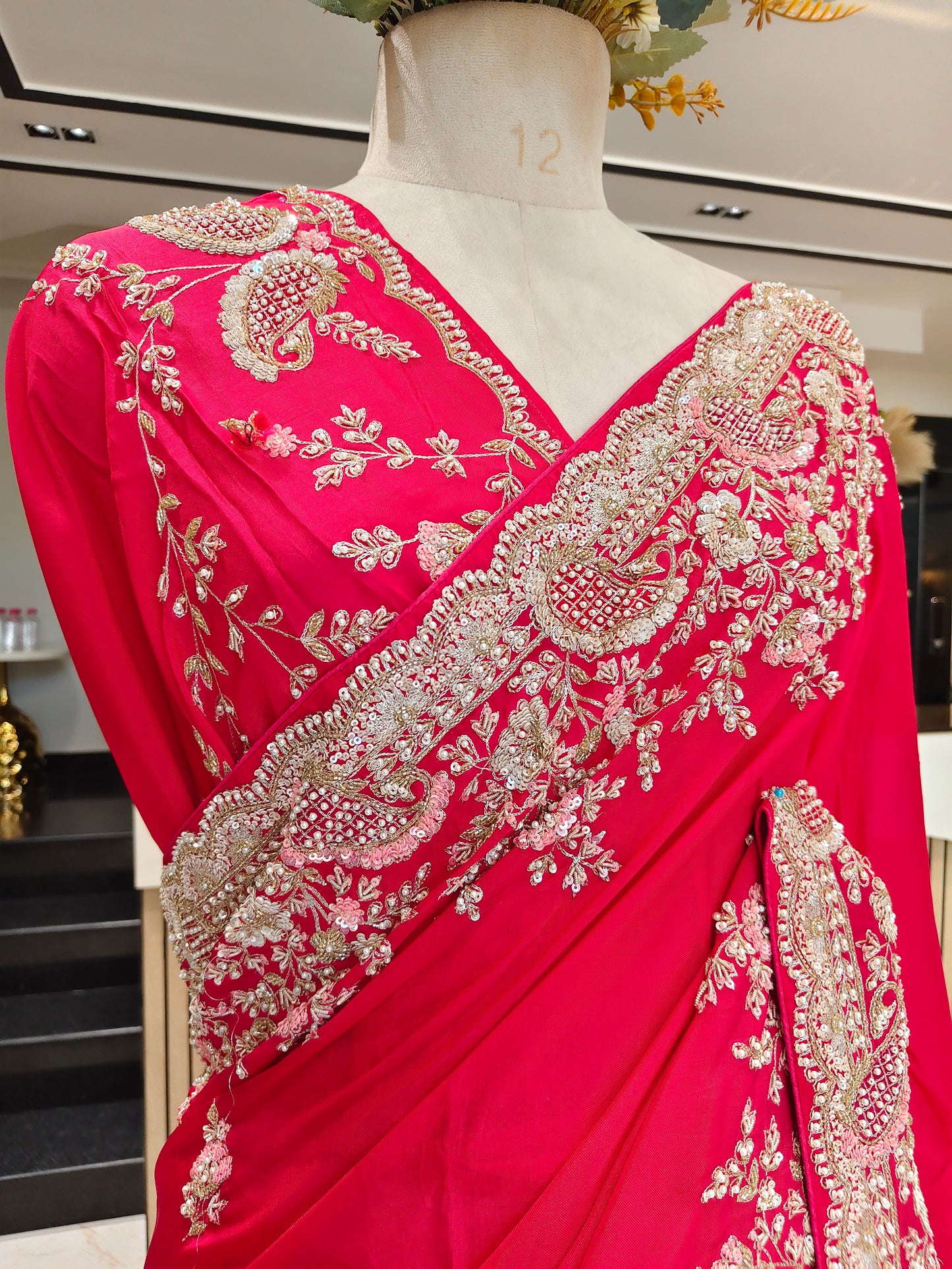 Rani Pink Organza Saree