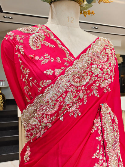 Rani Pink Organza Saree