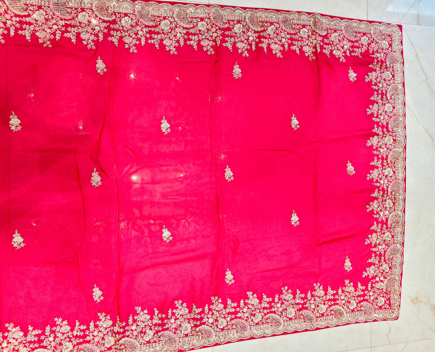 Rani Pink Organza Saree