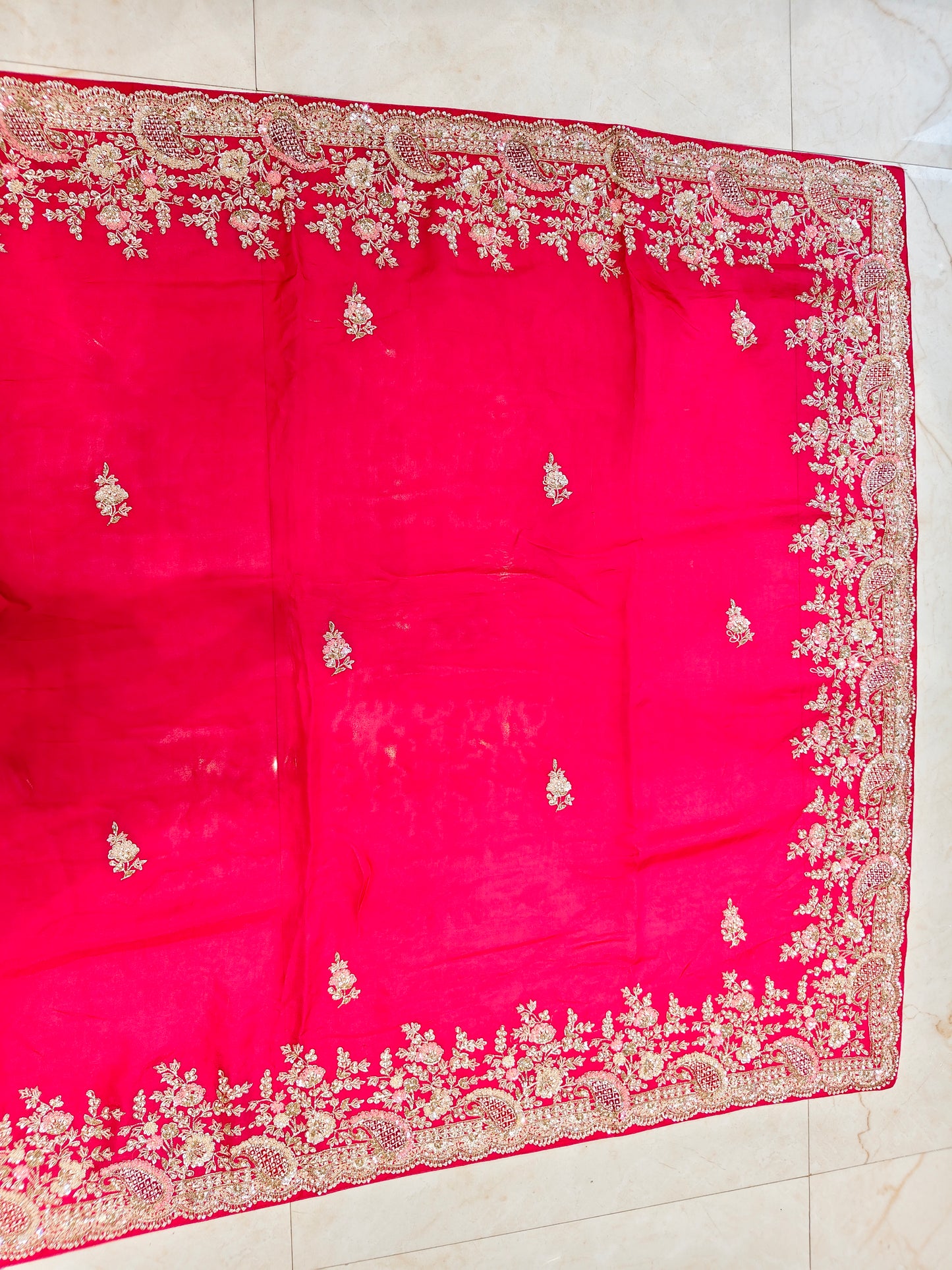Rani Pink Organza Saree
