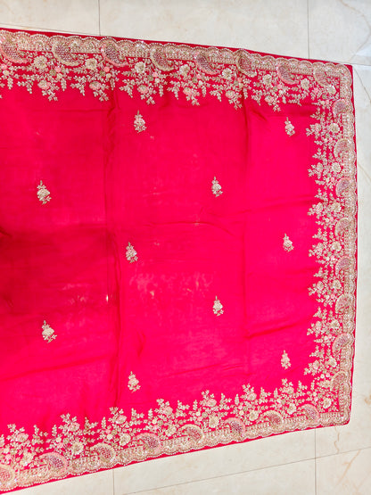 Rani Pink Organza Saree