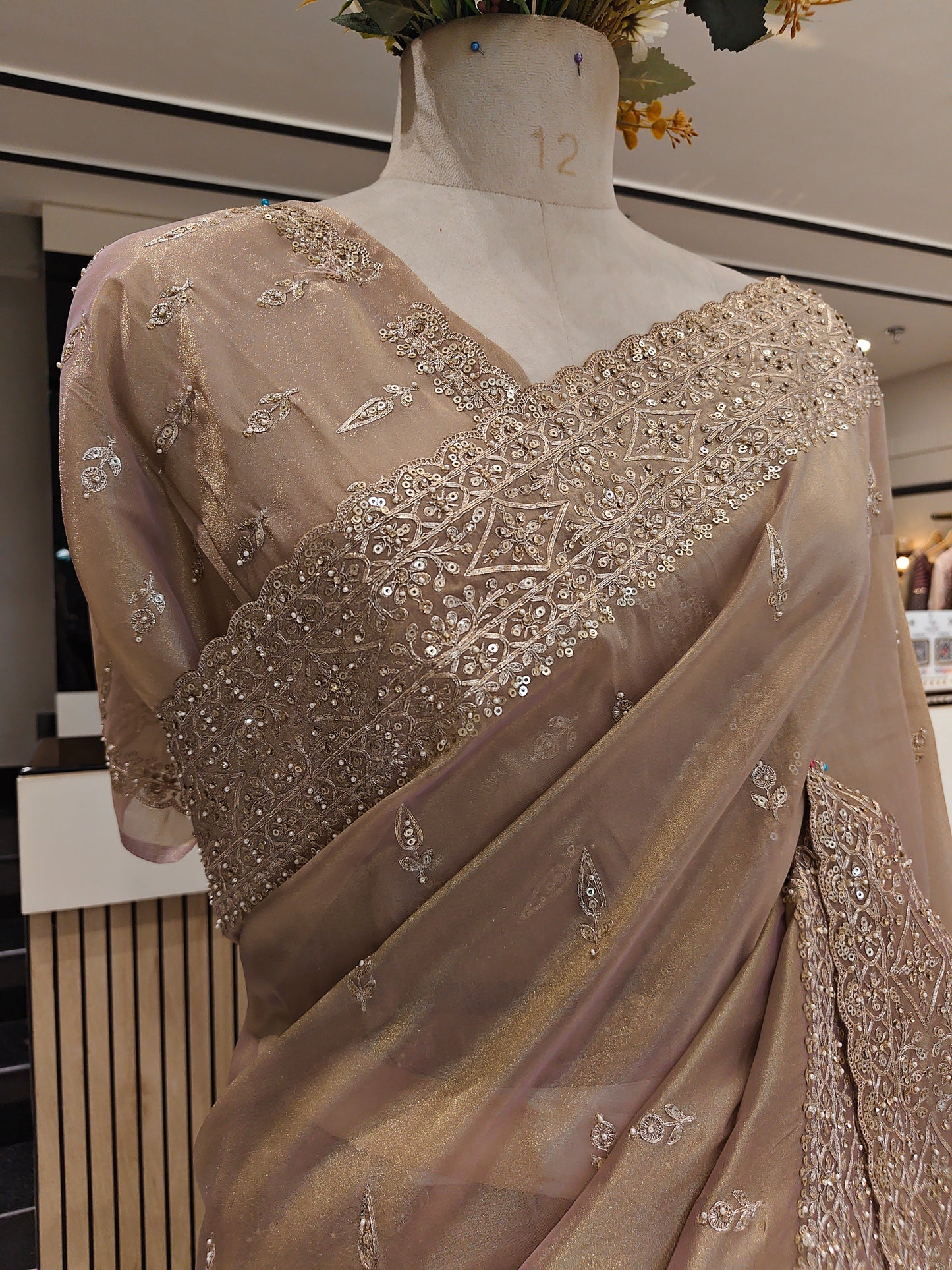 Rose Gold Tissue Saree