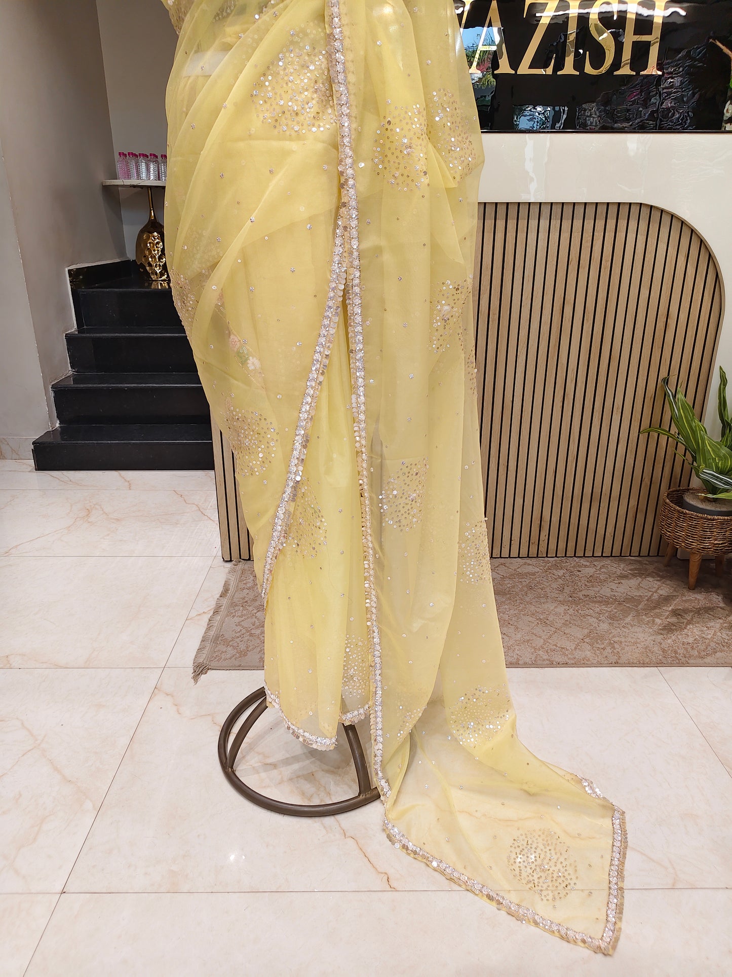 Lemon Organza Saree