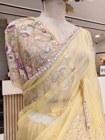 Lemon Organza Saree