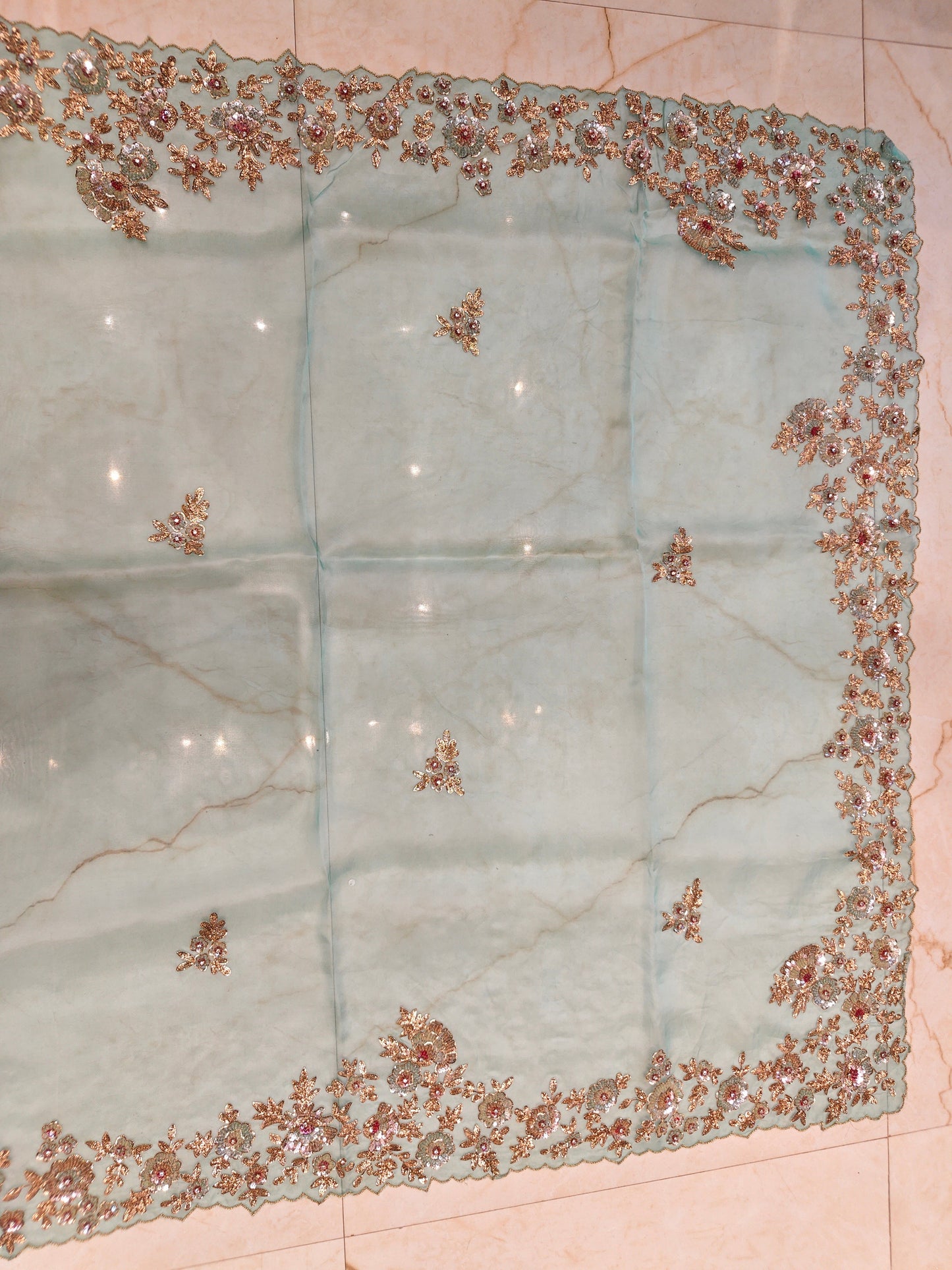 Sea Green Organza Saree