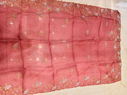 Maroon Organza Saree