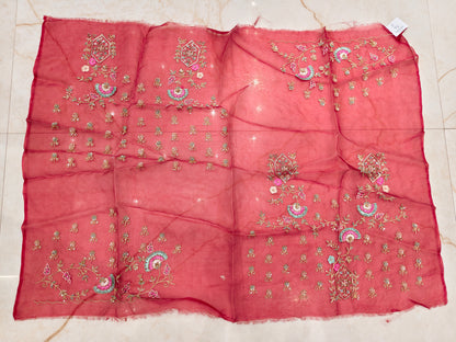 Maroon Organza Saree
