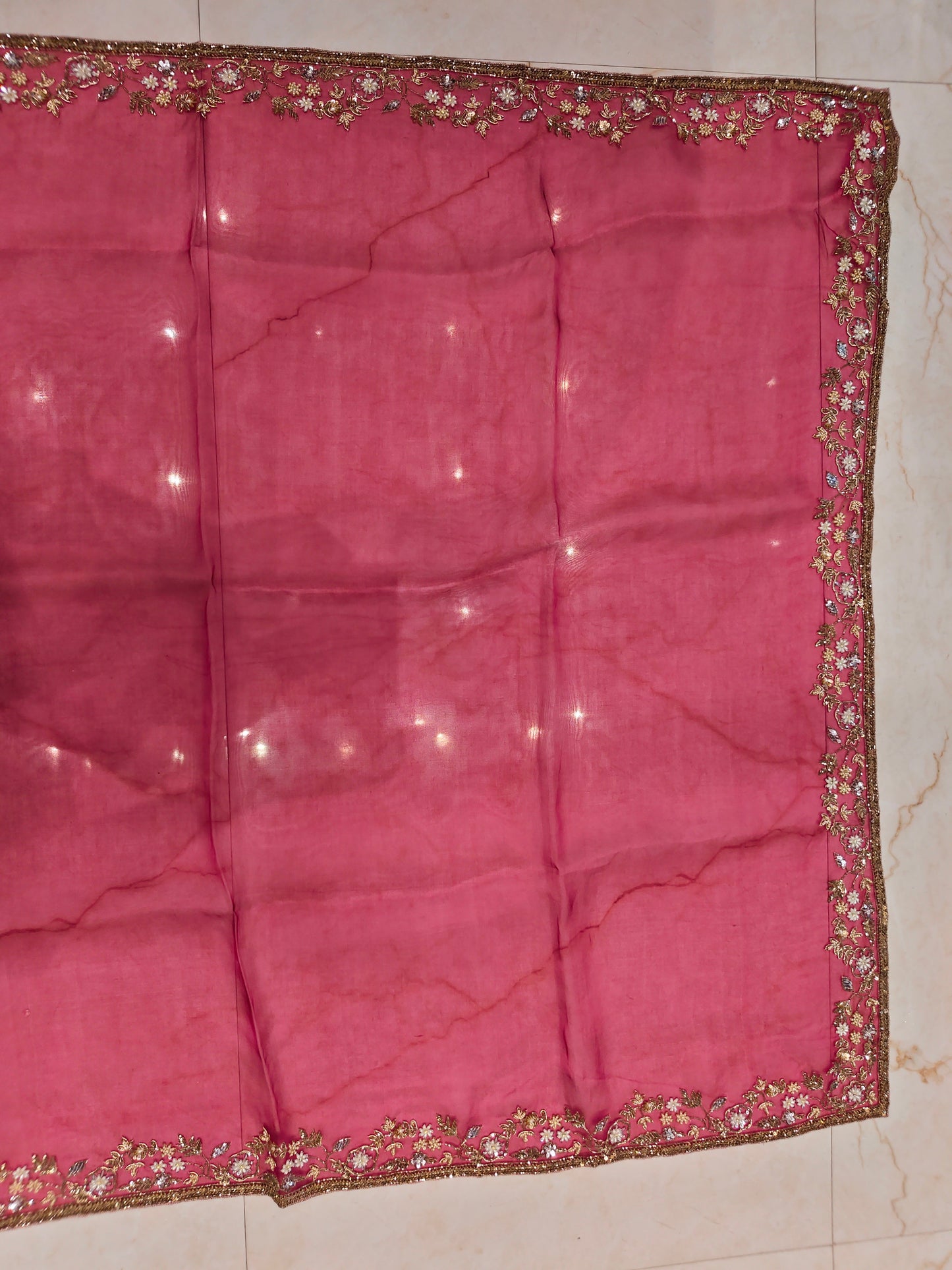 Rani Pink Organza Saree