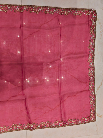 Rani Pink Organza Saree