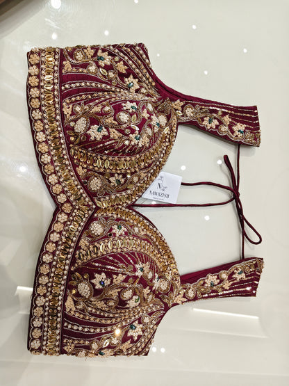 Maroon Tussar Silk Saree