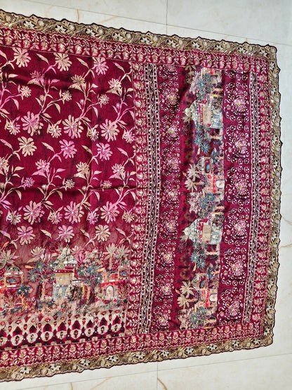 Maroon Tussar Silk Saree