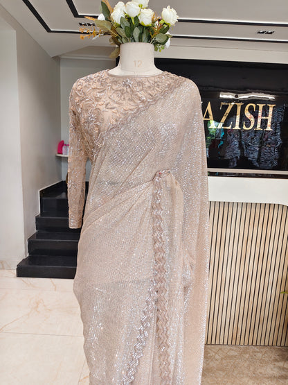 Golden Net Saree