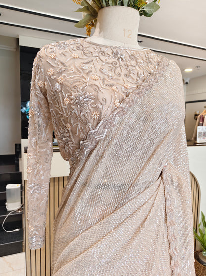 Golden Net Saree