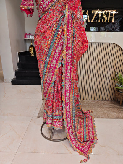 Multicolour Georgette Saree