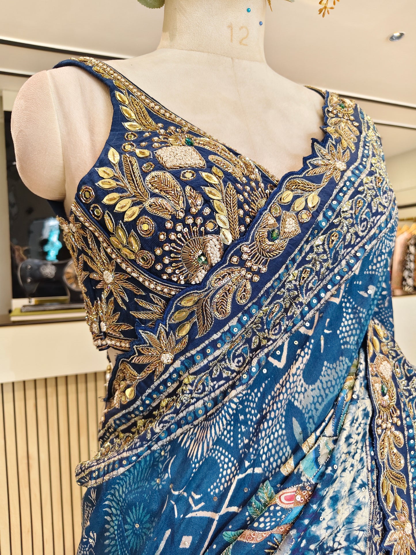 Blue Tussar Silk Saree