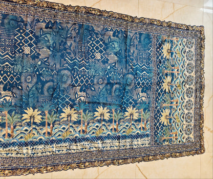 Blue Tussar Silk Saree