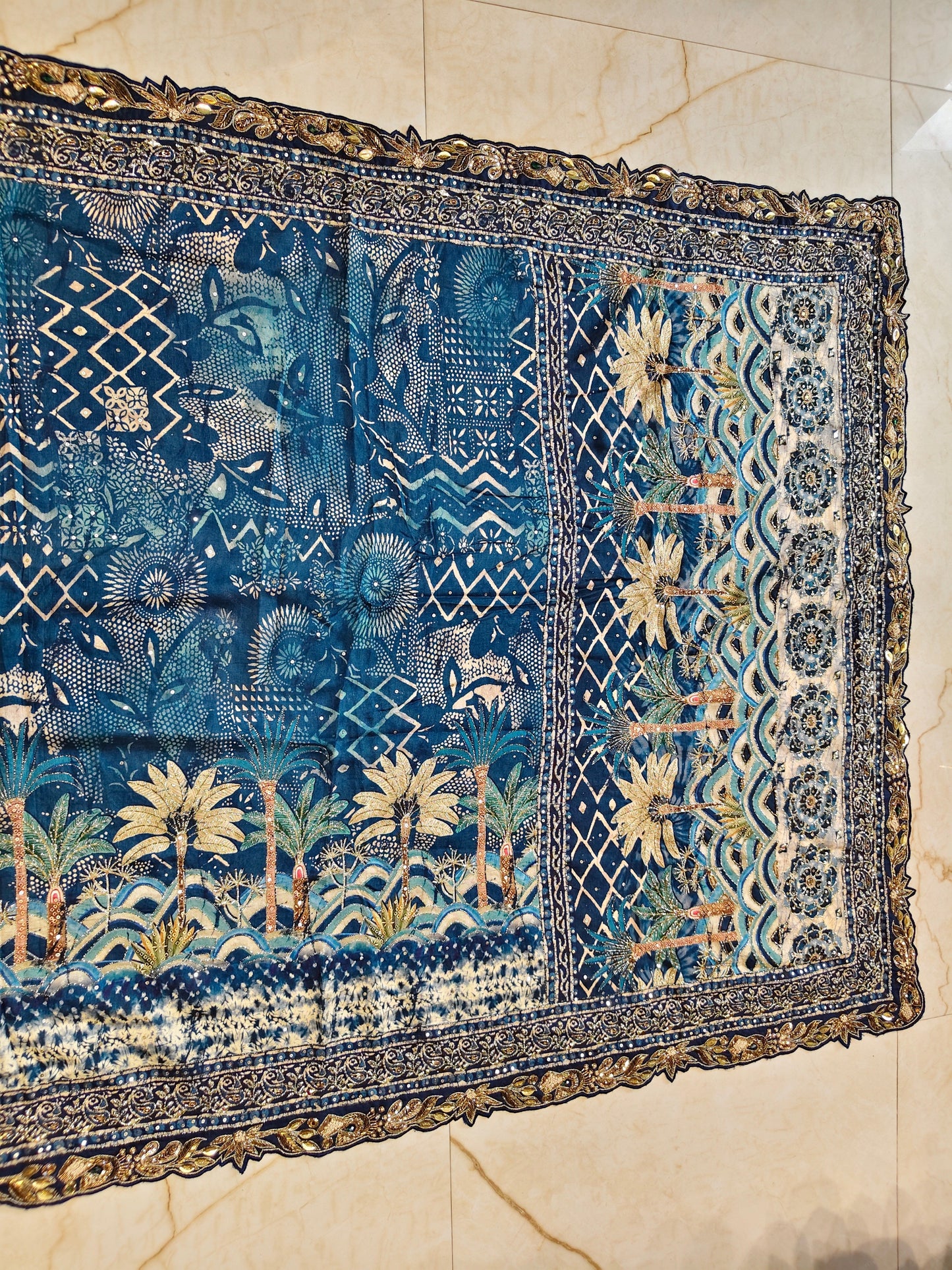 Blue Tussar Silk Saree