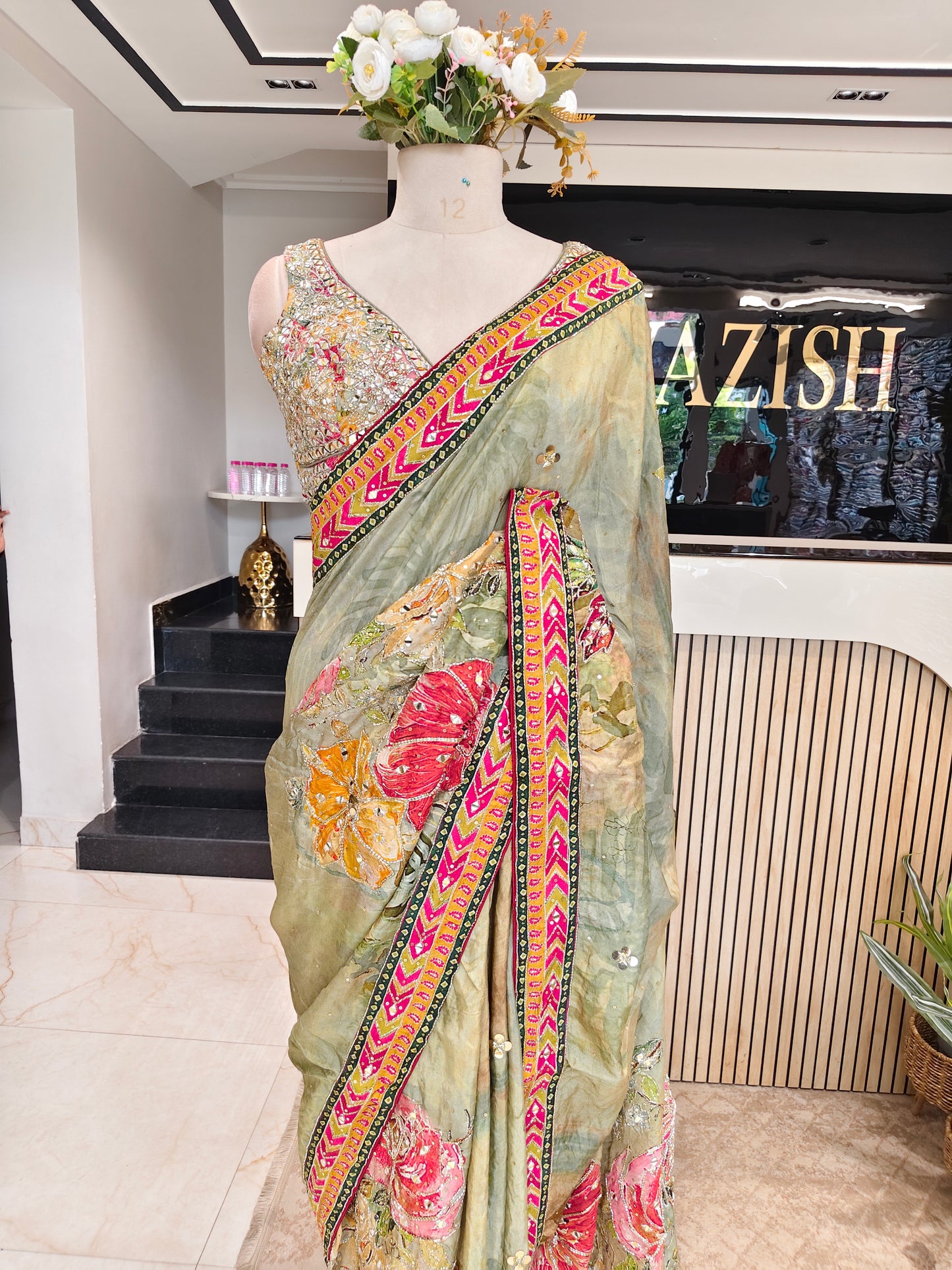 Green Tussar Silk Saree