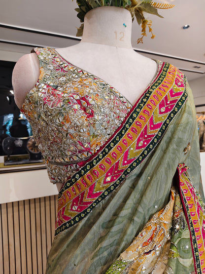 Green Tussar Silk Saree