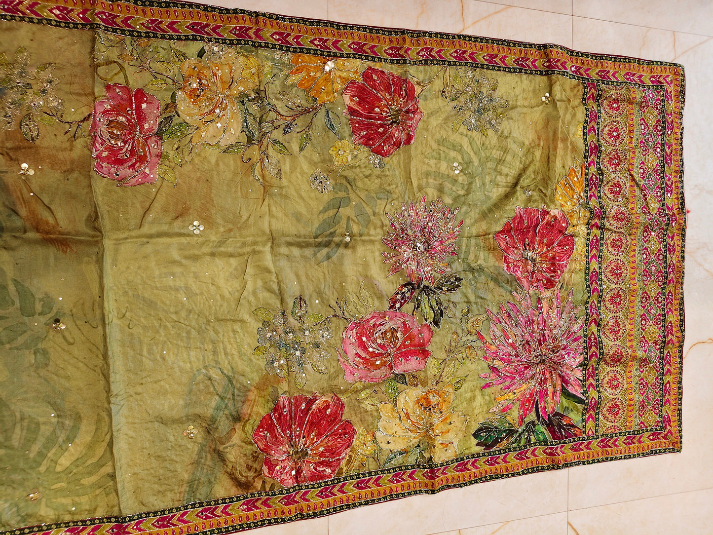 Green Tussar Silk Saree