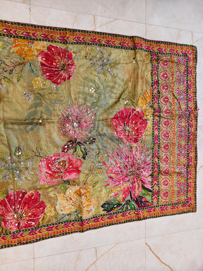Green Tussar Silk Saree