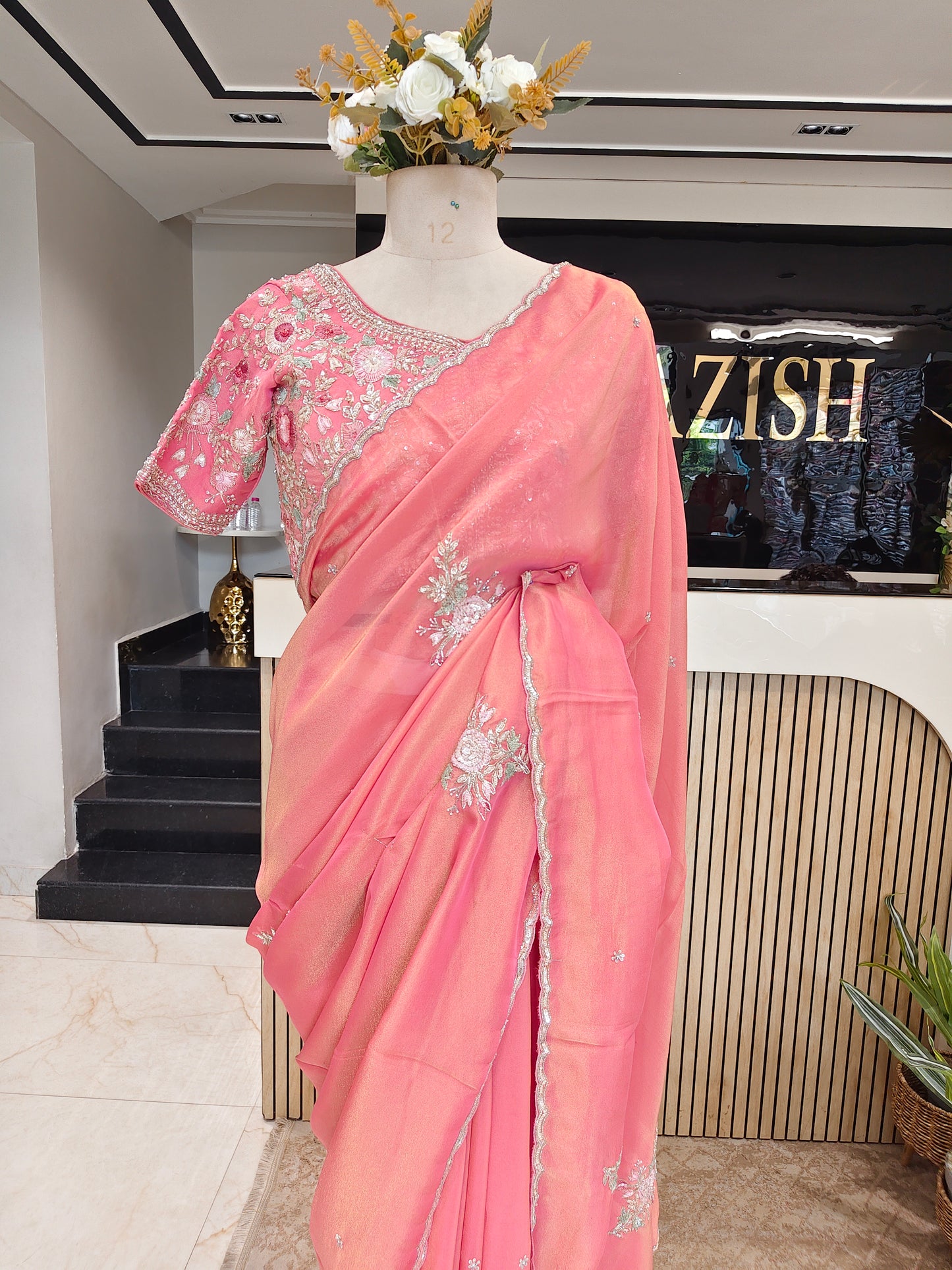 Pink Tissue Saree