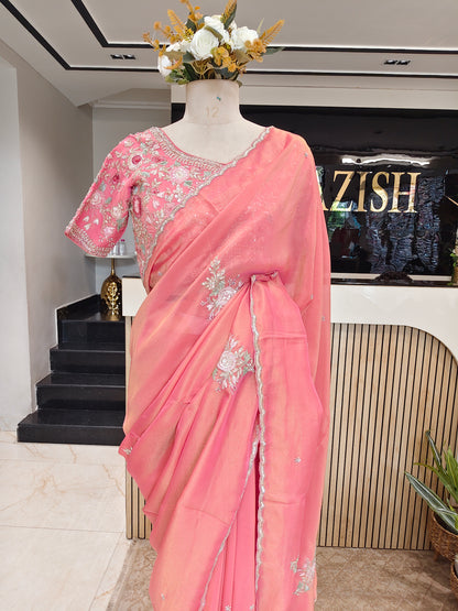 Pink Tissue Saree
