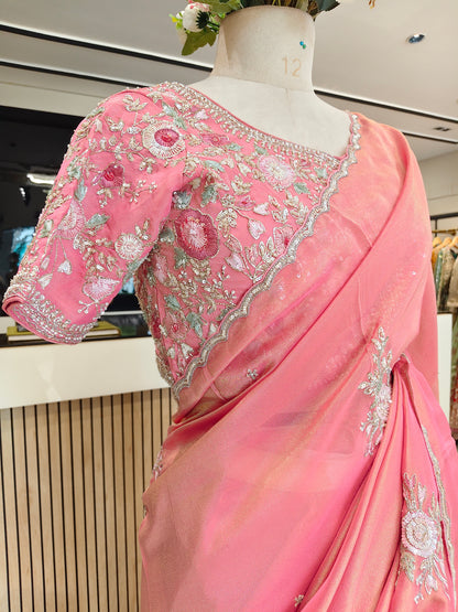 Pink Tissue Saree