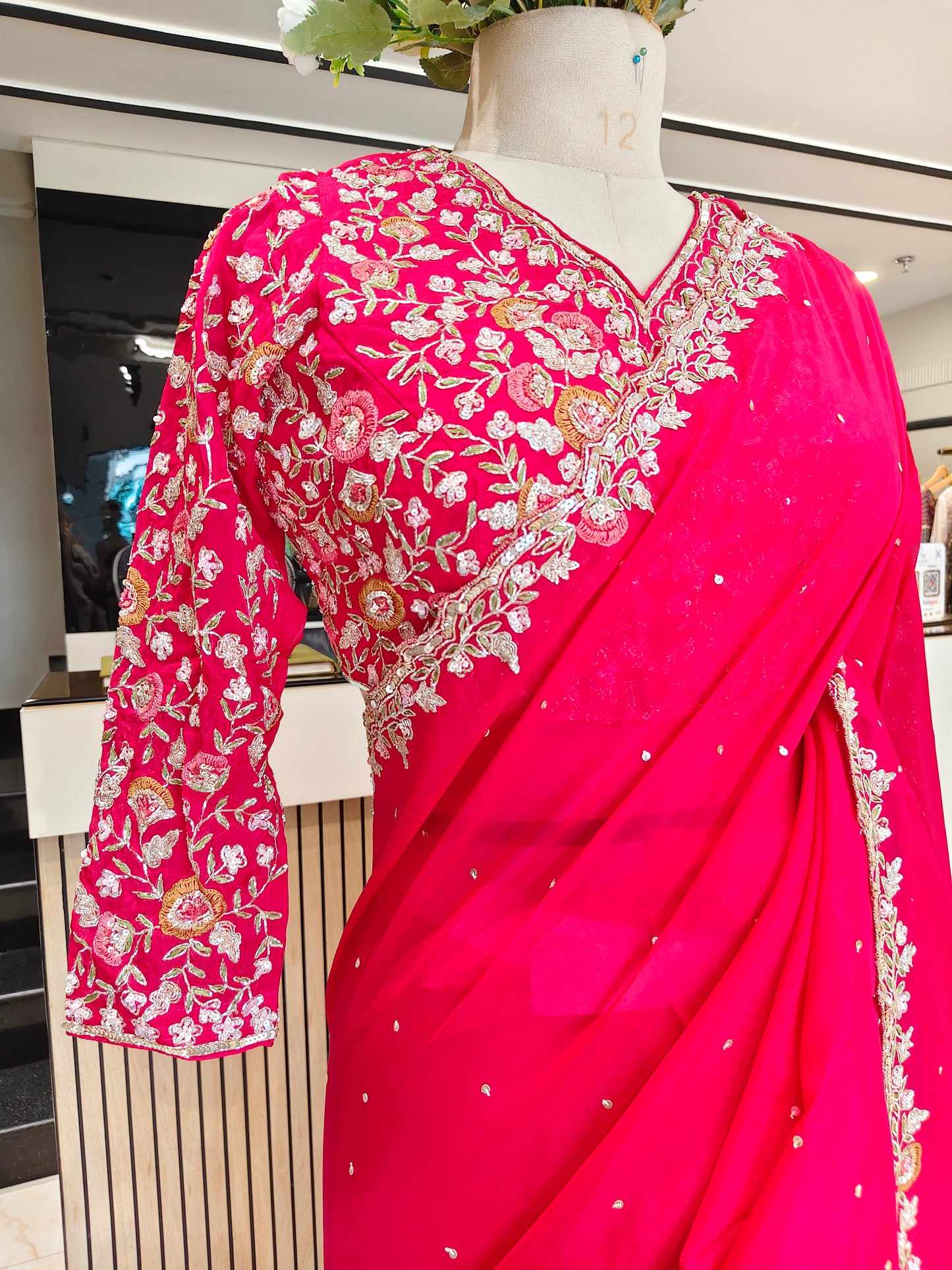 Rani Pink Organza Saree