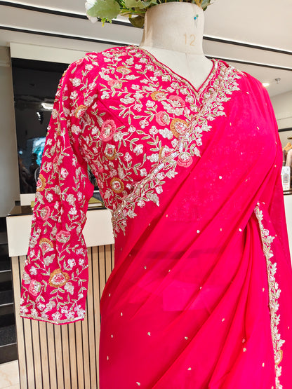 Rani Pink Organza Saree