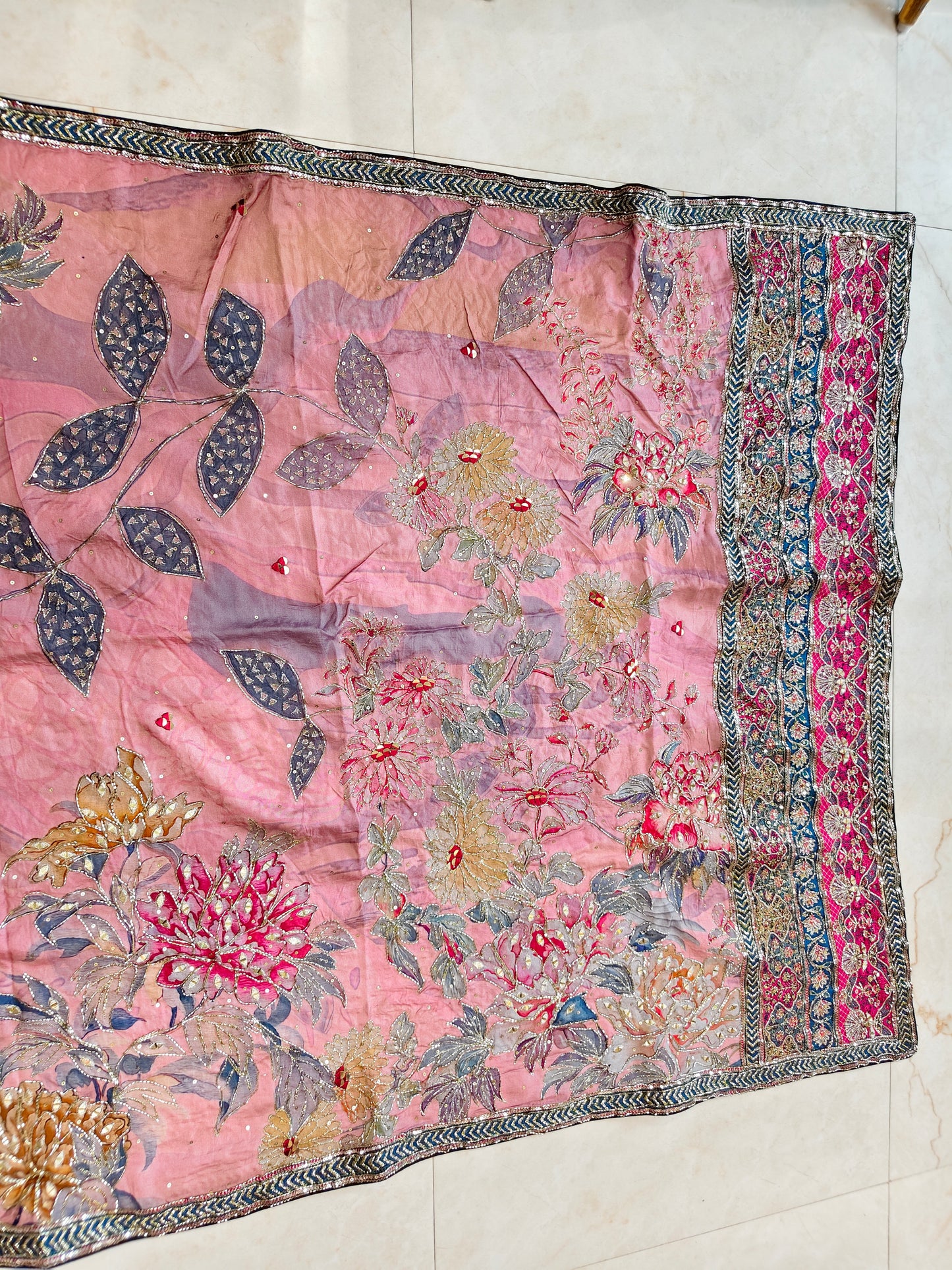 Onion Pink Tussar Silk Saree