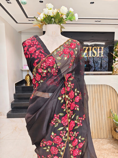 Black Organza Saree