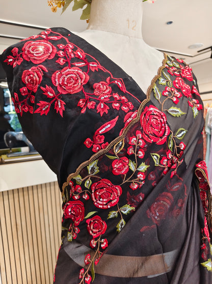 Black Organza Saree