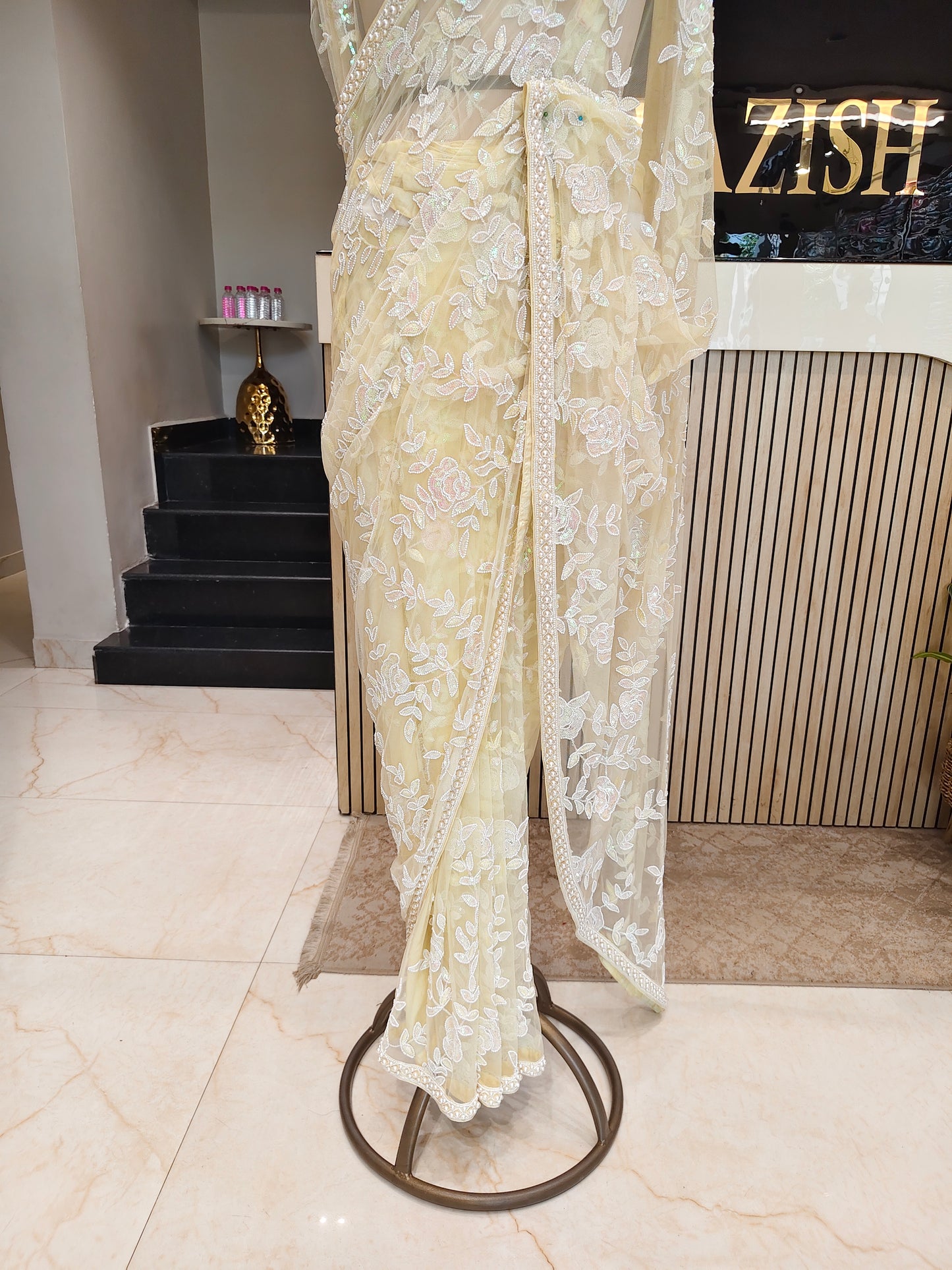Lemon Net Saree