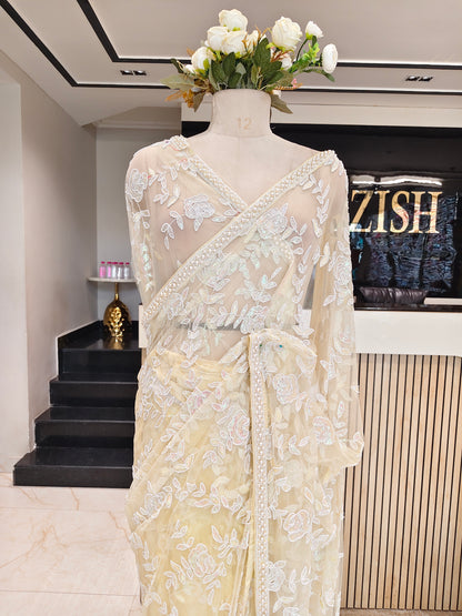 Lemon Net Saree