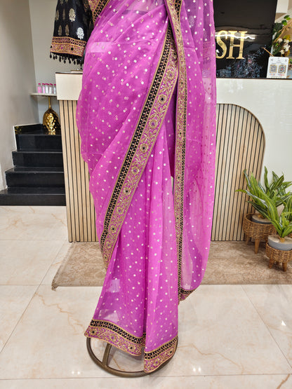 Purple Organza Saree