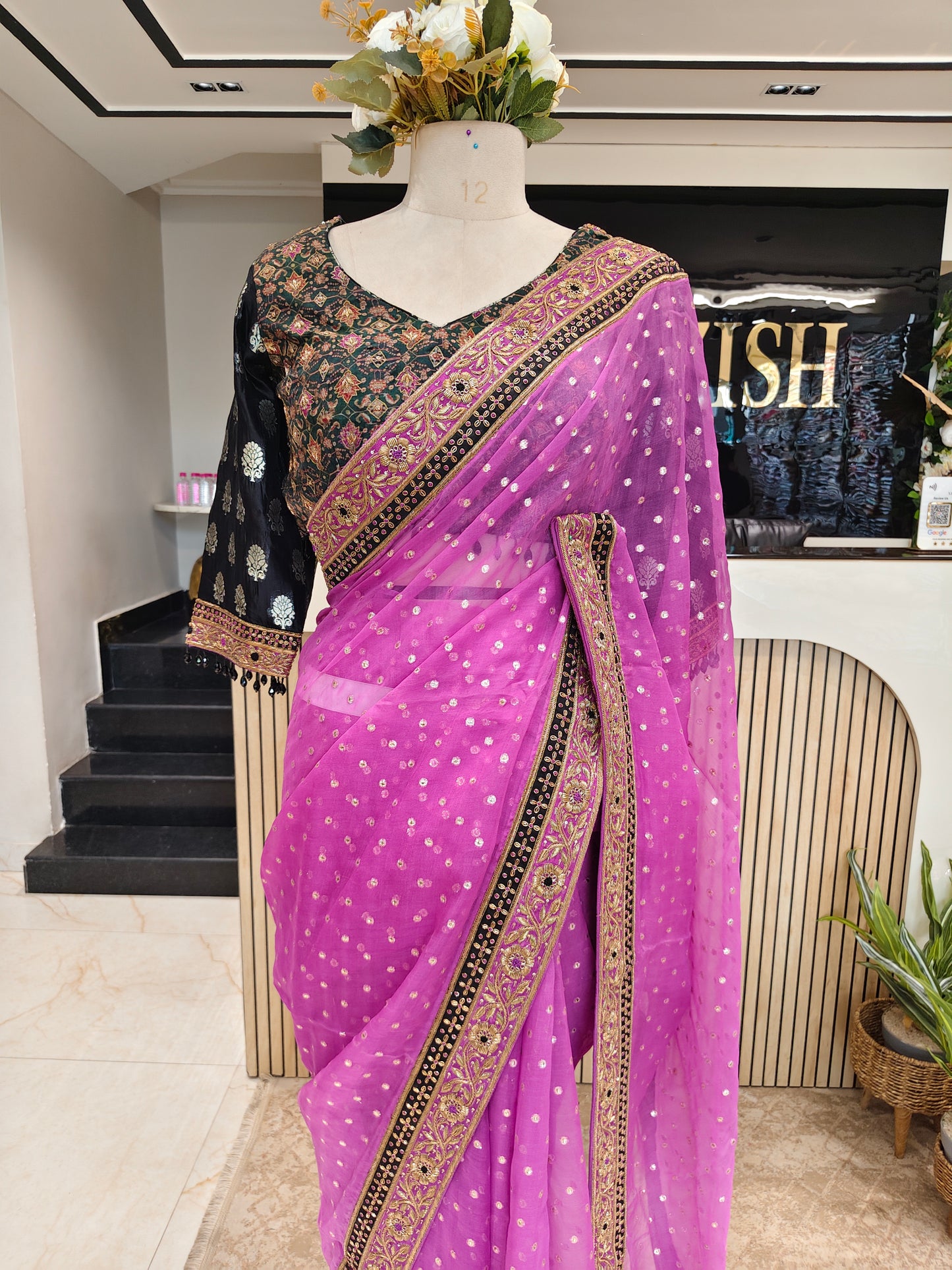 Purple Organza Saree