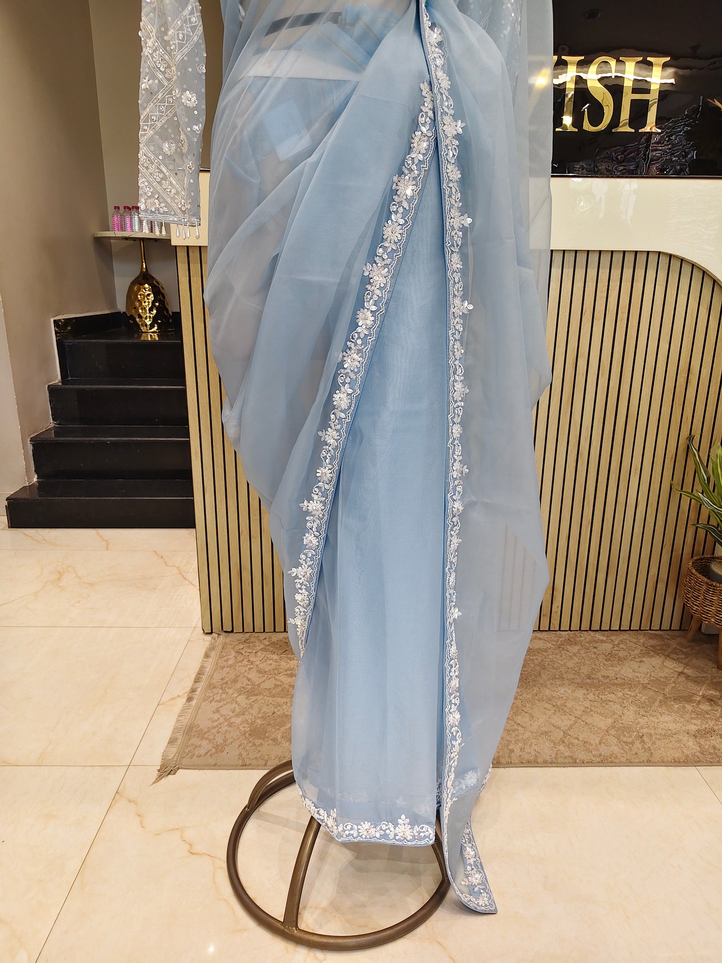Sky Blue Organza Saree