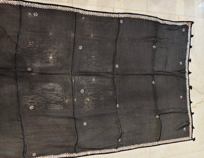 Black Crepe Saree