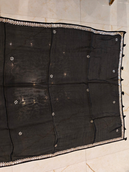 Black Crepe Saree