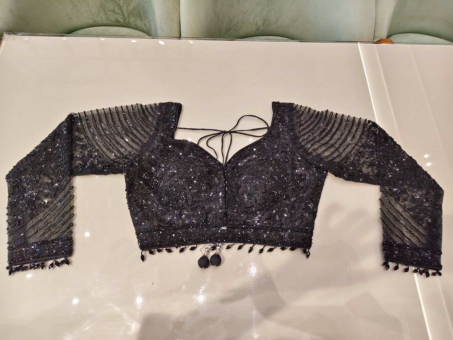 Black Net Saree