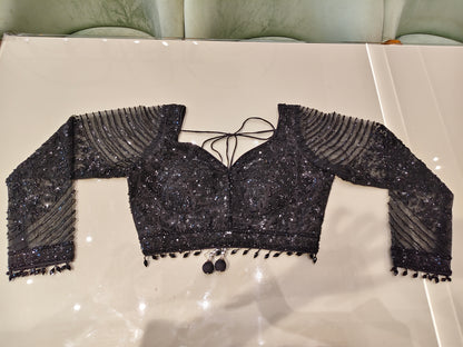 Black Net Saree