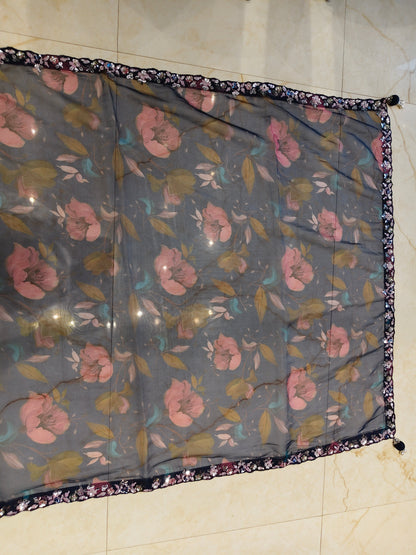 Navy Blue Organza Saree