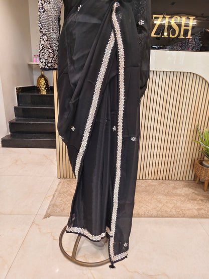 Black Crepe Saree