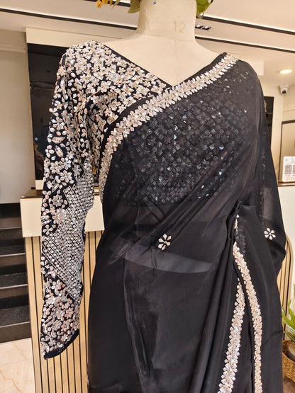 Black Crepe Saree