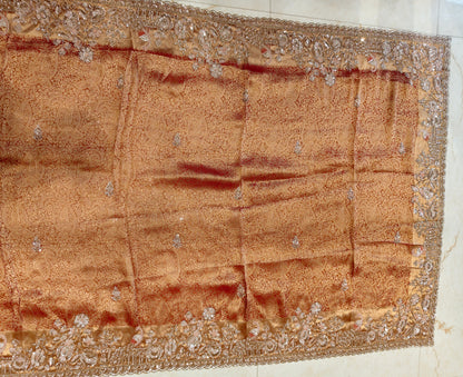Rust Khaddi Georgette Saree