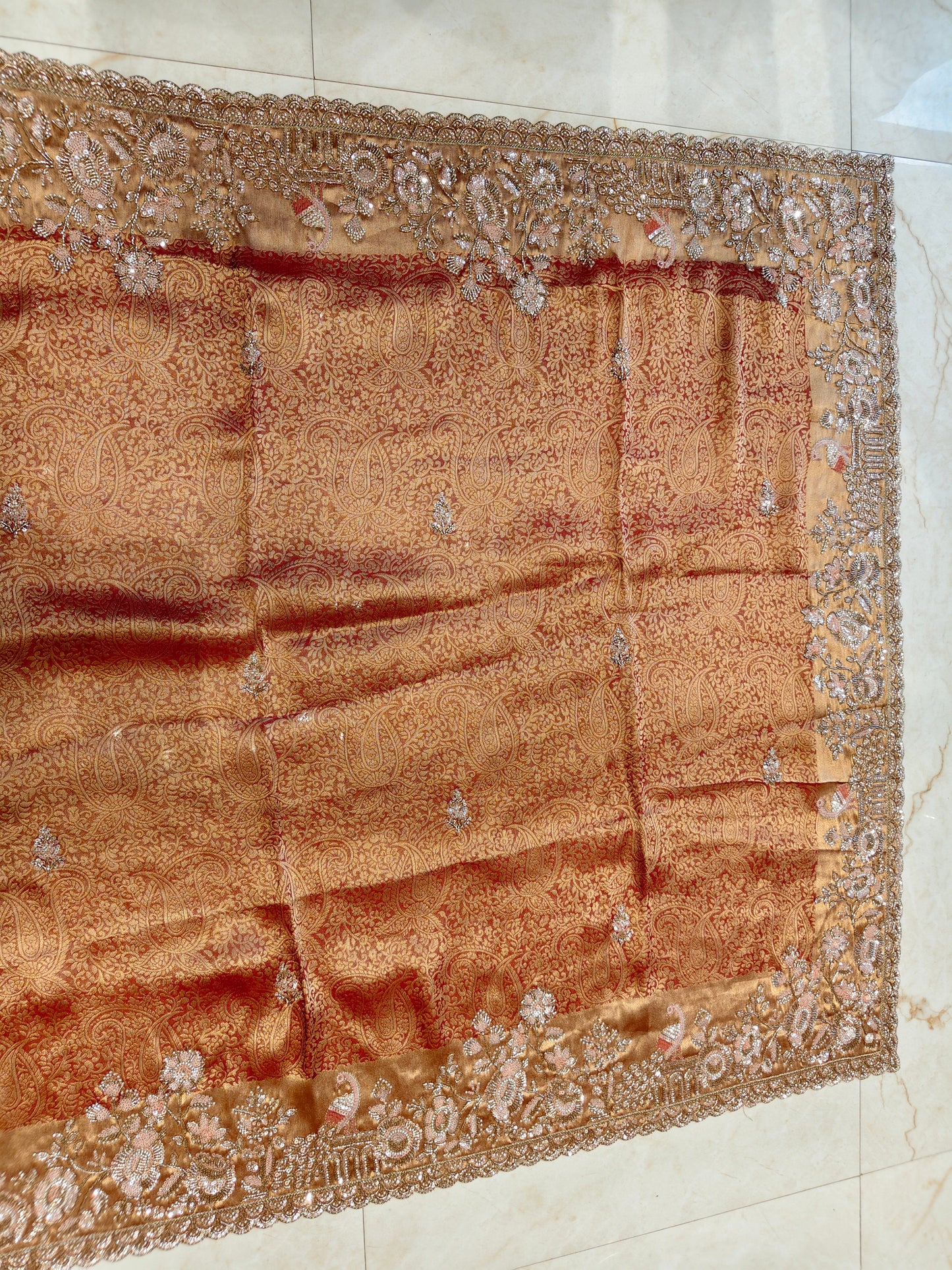 Rust Khaddi Georgette Saree