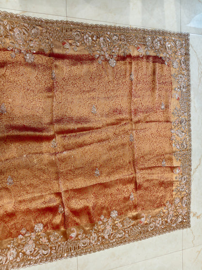 Rust Khaddi Georgette Saree